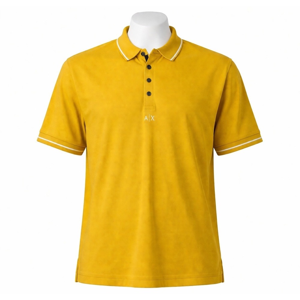 Armani Exchange Mens XXL Yellow Pique Polo Shirt Short Sleeve AX Logo 7VZFLB A11